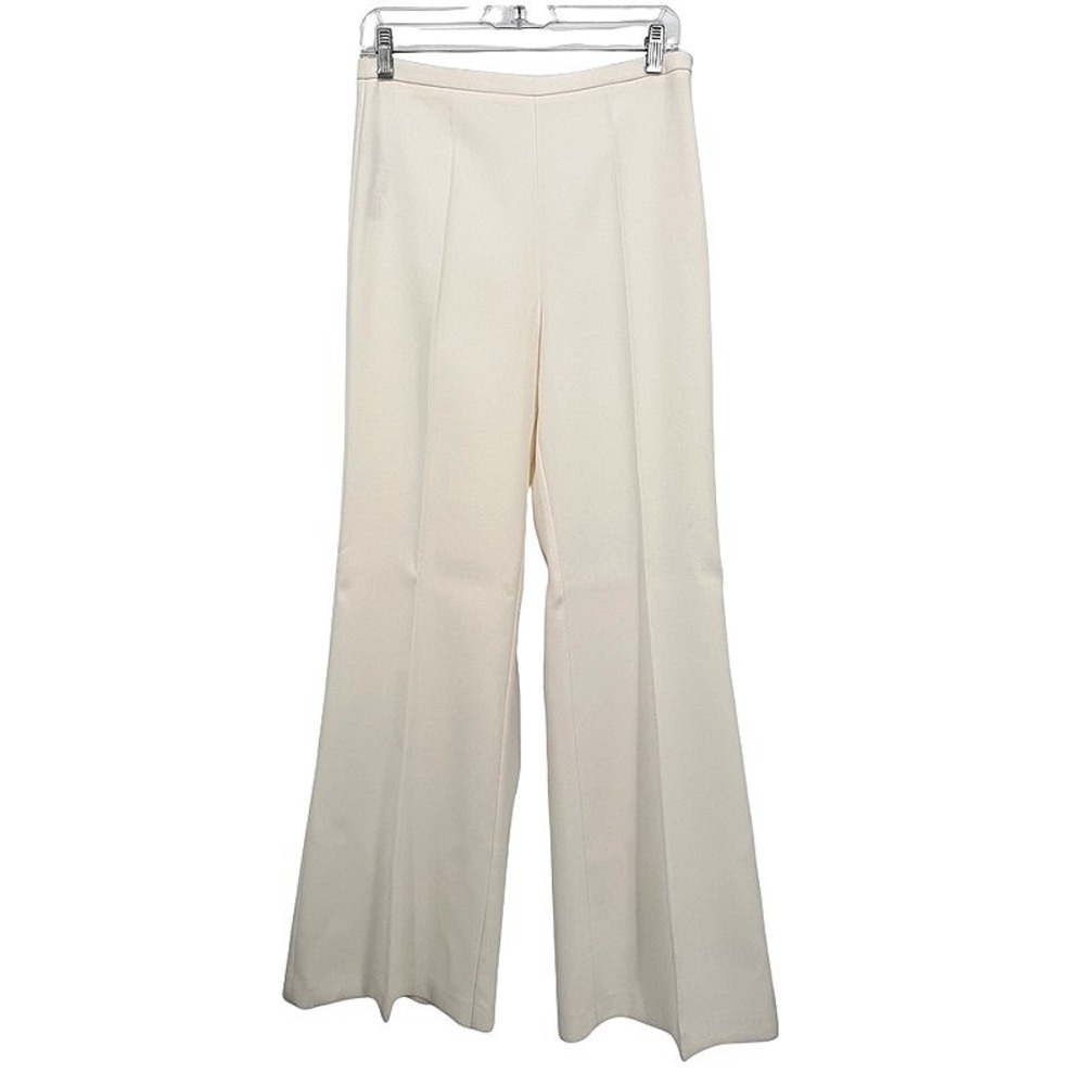 MNG Wide Leg Trousers Cream High Rise Dress‎ Pants Workwear Chic Career 6 TALL**